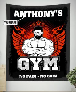 Personalized Gym Flag Tapestry Garage Gym Wall Art Home Gym Idea
