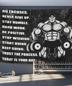 Personalized Gym Flag Tapestry Home Gym Decor Motivational Quotes Wall Art