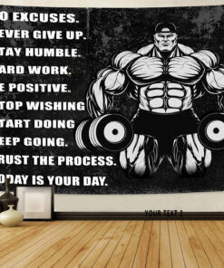 Personalized Gym Flag Tapestry Home Gym Decor Motivational Quotes Wall Art