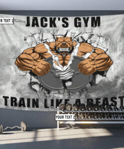 Personalized Gym Flags Banners Tapestry Home Gym Decor Bodybuilding Gift Bull Dog