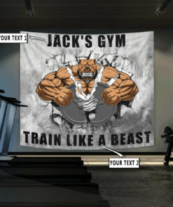 Personalized Gym Flags Banners Tapestry Home Gym Decor Bodybuilding Gift Bull Dog