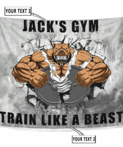 Personalized Gym Flags Banners Tapestry Home Gym Decor Bodybuilding Gift Bull Dog