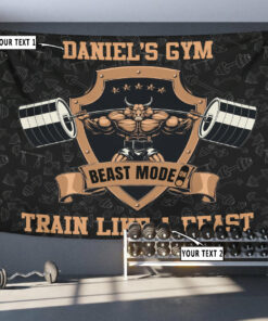 Personalized Gym Flags Banners Tapestry Home Gym Decor Garage Gym Flags Weightlifting Train Like A Beast