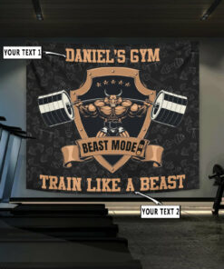 Personalized Gym Flags Banners Tapestry Home Gym Decor Garage Gym Flags Weightlifting Train Like A Beast
