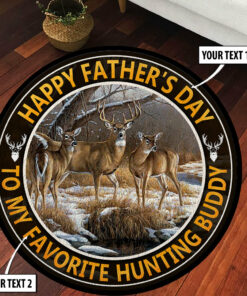 Personalized Happy Fathers Day Hunting Round Rug, Carpet