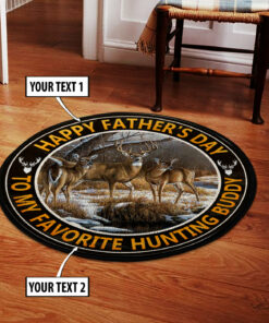 Personalized Happy Fathers Day Hunting Round Rug, Carpet