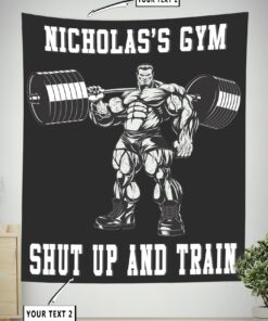 Personalized Home Gym Banner Flag Tapestry Muscle Man Wall Art Weightlifting Gift