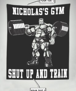Personalized Home Gym Banner Flag Tapestry Muscle Man Wall Art Weightlifting Gift