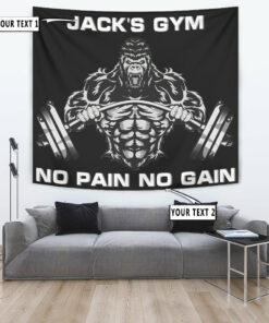 Personalized Home Gym Decor Banner Flag Tapestry Gorilla Weightlifting Gift