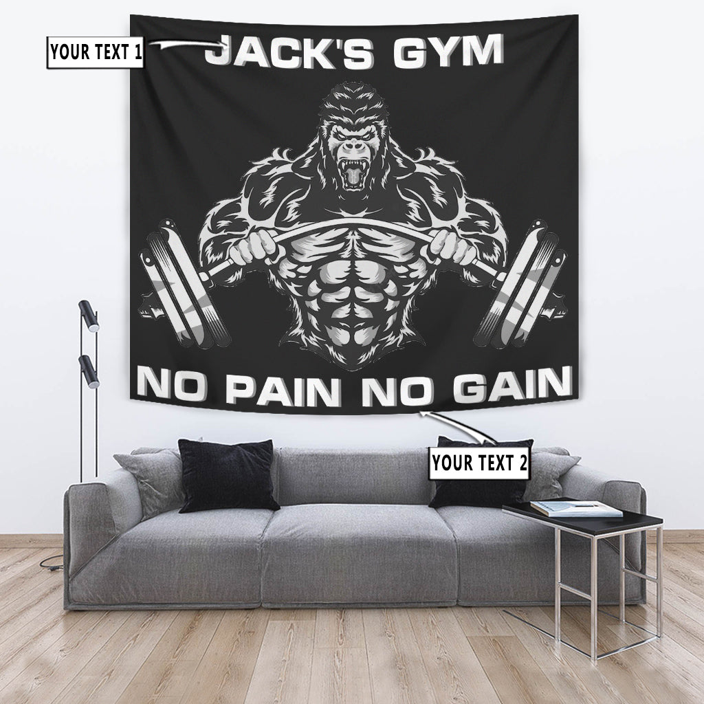 Personalized Home Gym Decor Banner Flag Tapestry Gorilla Weightlifting Gift