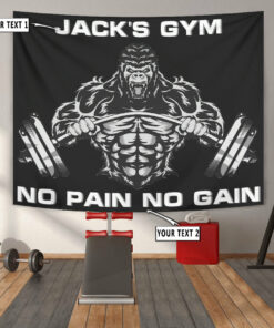 Personalized Home Gym Decor Banner Flag Tapestry Gorilla Weightlifting Gift