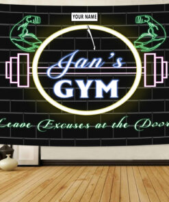 Personalized Home Gym Decor Banner Flag Tapestry Motivational Quotes