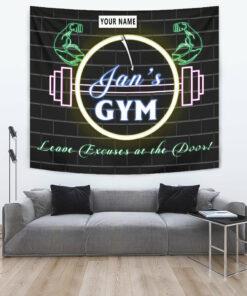 Personalized Home Gym Decor Banner Flag Tapestry Motivational Quotes
