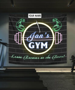 Personalized Home Gym Decor Banner Flag Tapestry Motivational Quotes