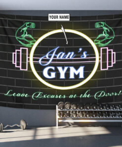 Personalized Home Gym Decor Banner Flag Tapestry Motivational Quotes