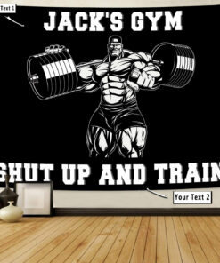 Personalized Home Gym Decor Flag Banner Tapestry Weightlifting Gift