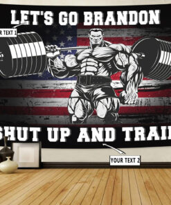 Personalized Home Gym Decor Flag Banner Tapestry Weightlifting Man American Flag