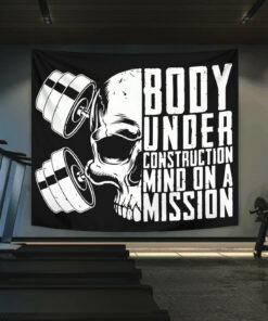 Personalized Home Gym Decor Motivational Quotes Banner Flag Tapestry