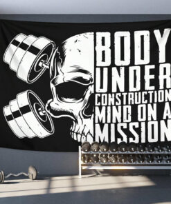 Personalized Home Gym Decor Motivational Quotes Banner Flag Tapestry