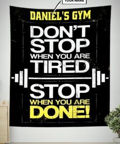 Personalized Home Gym Decor Motivational Quotes Banner Flag Tapestry, Gifts for Fitness Club