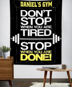 Personalized Home Gym Decor Motivational Quotes Banner Flag Tapestry, Gifts for Fitness Club