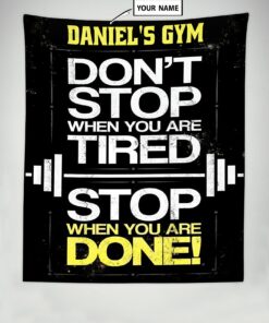Personalized Home Gym Decor Motivational Quotes Banner Flag Tapestry, Gifts for Fitness Club
