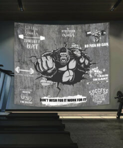 Personalized Home Gym Decor Motivational Quotes Banner Flag Tapestry Wall Art