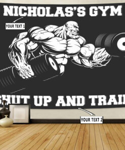 Personalized Home Gym Decor Muscle Man Banner Flag Tapestry
