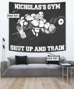 Personalized Home Gym Decor Muscle Man Banner Flag Tapestry