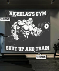 Personalized Home Gym Decor Muscle Man Banner Flag Tapestry