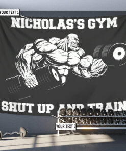 Personalized Home Gym Decor Muscle Man Banner Flag Tapestry