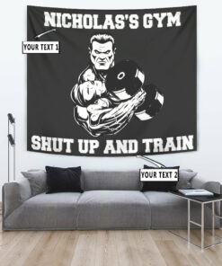 Personalized Home Gym Decor Muscle Man Banner Gym Flags Tapestry