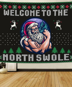 Personalized Home Gym Decor Welcome To The North Swole Banner Flag Tapestry