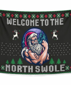 Personalized Home Gym Decor Welcome To The North Swole Banner Flag Tapestry