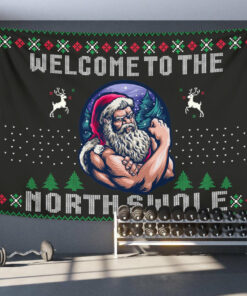 Personalized Home Gym Decor Welcome To The North Swole Banner Flag Tapestry