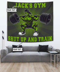 Personalized Home Gym Flag Tapestry Barbell Motivational Quotes Weightlifting Gift