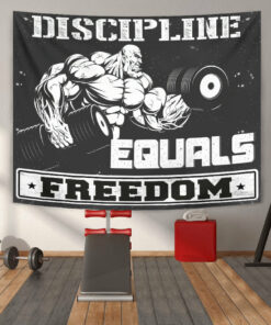 Personalized Home Gym Flags Banner Tapestry Bodybuilding Flags Discipline Equals Freedom