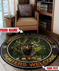 Personalized Hunitng Deer Welcome Round Rug, Carpet