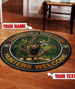 Personalized Hunitng Deer Welcome Round Rug, Carpet