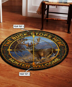 Personalized Hunting Deer Camp Decor Round Rug, Carpet