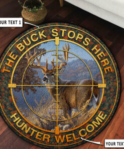 Personalized Hunting Deer Camp Decor Round Rug, Carpet