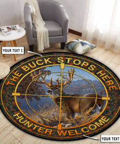 Personalized Hunting Deer Camp Decor Round Rug, Carpet