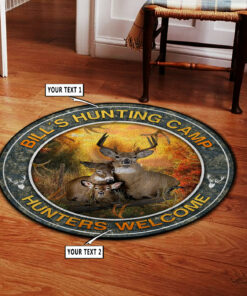 Personalized Hunting Deer Camp Decor Round Rug, Carpet for Bedroom