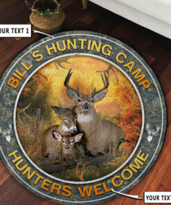 Personalized Hunting Deer Camp Decor Round Rug, Carpet for Bedroom