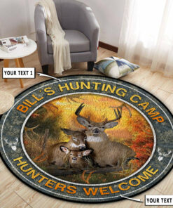Personalized Hunting Deer Camp Decor Round Rug, Carpet for Bedroom