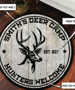 Personalized Hunting Deer Welcome Round Rug, Carpet
