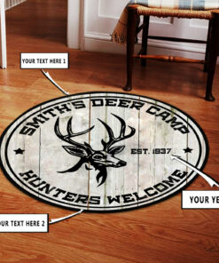 Personalized Hunting Deer Welcome Round Rug, Carpet