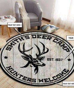Personalized Hunting Deer Welcome Round Rug, Carpet