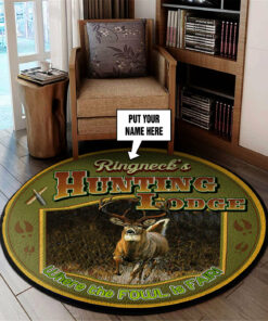 Personalized Hunting Lodge Round Rug, Carpet Gifts for Hunting Lovers