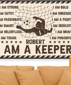 Personalized I Am A Keeper Soccer Poster Wall Art Canvas Inspirational Gift for Goalie Goalkeeper Soccer Player Lover Fan